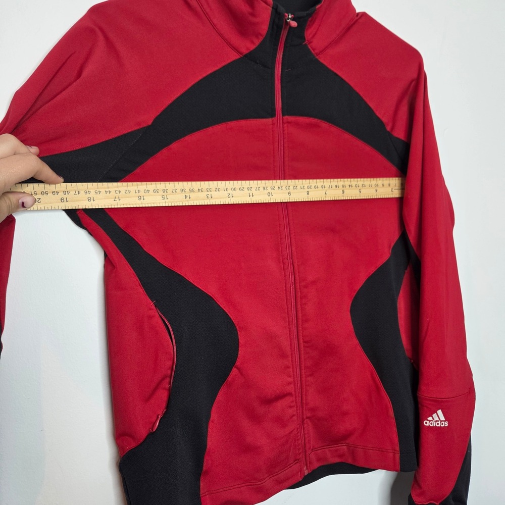 Adidas ClimaCool Mens Red Black Full Zip Track Jacket Thumbholes Medium - Picture 5 of 8